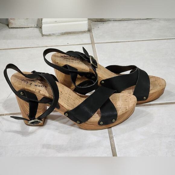 Kork-Ease‎ Drew Leather Cross Banded Platform Sandals women's size 10 - Picture 6 of 13